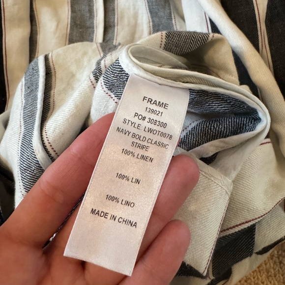 FRAME Vertical Stripe Linen Blazer - Picture 4 of 7